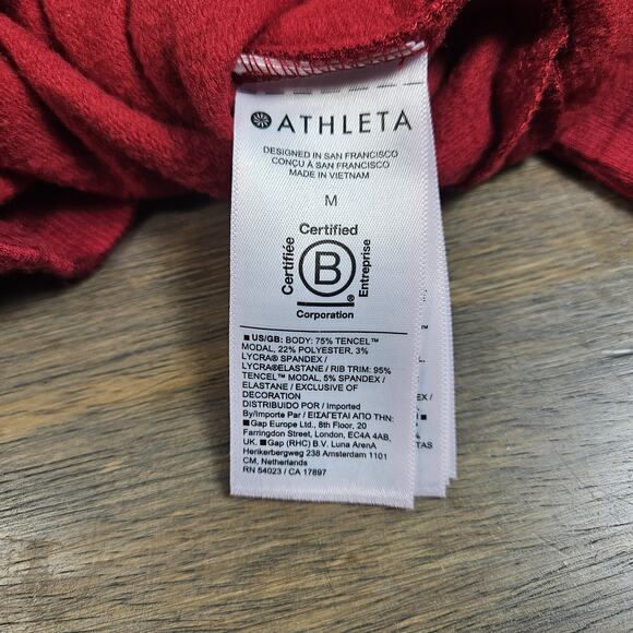 ATHLETA Sweatshirt Women's Sz Medium Coaster Luxe Red Floral V Neck Cozy - Picture 8 of 9